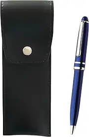 T23-BRS-B-SA2002BP-L-3 Round Button Japanese Pen Case Black Midnight Rotating Ballpoint Pen Set Blue 3 Pack