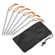1 Set Tent Stakes Kit, 10Pcs 18cm Y-Beam Pegs with Pull Rope and a Bag, Silver