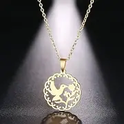 [SHMAZ] Stainless Steel Necklace For Women Man Bird Kissing Flower Gold And Silver Color Pendant Necklace