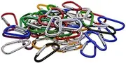 50 Piece Assorted D-Shaped Aluminum Carabiner Hook Keychain Snap Clip for Climbing