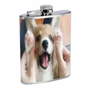 Corgi Em7 Flask 8oz Stainless Steel Hip Drinking Whiskey