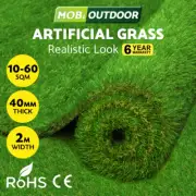 Mobi Artificial Grass Synthetic Fake Lawn 10-60SQM Turf Plastic Plant 40mm