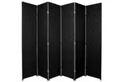 Woven Room Divider Screen Black 6 Panel