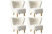 Oikiture 4x Armchair Highback Lounge Accent Chair Couches Sofa Sherpa White
