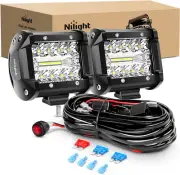 LED Light Bar 2PCS 60W 4 Inch Flood Spot Combo LED Work Light Pods Triple Row Wo