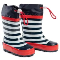 在飛比找momo購物網優惠-【Playshoes】天然橡膠中筒束口式兒童雨鞋-海軍風(男