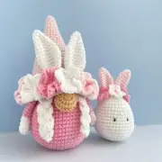 Bunny Gnome Crochet, Flower gnome, Spring Garden gnome, Bunny egg ornament