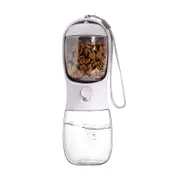 Portable Pet Water Bottle with Food Container, Outdoor Portable Water Dispenser for Cats, Puppies, Pets for Walking (1 Pack,White)