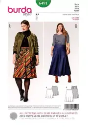 Burda 6491 Bias Cut Midi or Maxi Skirts w Bell Flare PLUS Sz 20-34 UNCUT Pattern