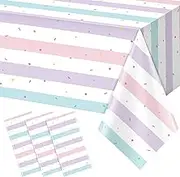 3 Pack Sprinkle Ice Cream Tablecloth Party Decorations, Ice Cream Birthday Plastic Party Supplies, Donut Disposable Rectangle Table Cover for Kids Girls Sweet One Birthday Baby Shower, 54 x 108 Inch