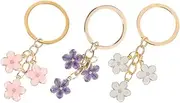 PAMINGONO 3pcs Floral Keychain Cherry Blossom Keychains for Women Cute Flower Bag Pendant Portable Keyring Charms for Handbag Backpack Decoration Aesthetic Accessories