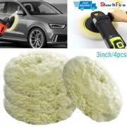 3inch 4pcs Wool Polishing Pads,Pure Wool Buffing Pad with Hook and Loop for Car