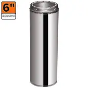 ALLFUEL HST Double Wall Chimney Pipe 6"x18" 318 Stainless Steel Construction