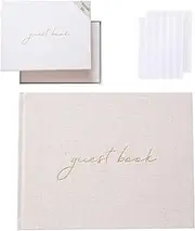 Premium Baby Shower Guest Book - Linen Cover Wedding Guest Book - Includes Baby Book Keepsake Box w/ 100 Pages for Signatures & Photos - Ideal for Polaroid Baby Photo Book, Graduation & Special Events