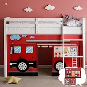 YRDKB Fire-Truck Bunk Bed - 33H Curtains Premium and Customizable Cartoon Loft Bed Curtains for Children to Enhance The Imaginative Creation Bedroom Curtains(3PCS,Twins)