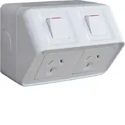 Hager HAGWBWP2S 1 Pole 3 Pin Double Powerpoint Automatic Weatherproof Socket IP53