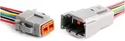 BIZOCA Connector Compatible Plug Harness DTM06-2 3 4 6 8 12S DTM04-2 3 4 8 12 Pin Automotive Waterproof Sealed Cable(8P,1 Pc)