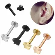 16G ROSE GOLD STEEL STAR⭐ INTERNALLY THREADED LABRET TRAGUS DAITH STUD EAR RING