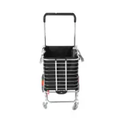 Foldable Shopping Cart Trolley Basket Grocery Black 40L With Wheel
