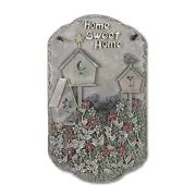 13" X 8" Gray And Ivory Bird Home Sweet Home Polyresin Wall Decor