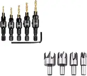VBVNGHTGUZ 10Pcs Claw Type Cork Puncher Chamfer Cutter Drill Bit Countersunk Bit Drill 1/4 Inch Hexagon Wrench Tool Set bit