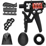 Steel Hand Grip Strengthener Adjustable Grip Strength Trainer Kit (5 Pack) Forearm Grip Resistance Hand Gripper, Finger Exerciser, Finger Stretcher, Grip Ring & Stress Relief Grip Ball