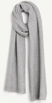 Ann Taylor Scarf Sequin Knit Rectangle Silver Gray 76" x 16" MSRP $59.50 NEW