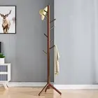 Sturdy Wooden Coat Tree with 8 Hooks, 3 Adjustable Sizes for Clothe Handbags