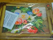 New CdA COLLECTION D'ART Needlepoint Tapestry Canvas FLORAL BASKET Peonies