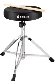 Drum Throne Set Padded Seat Height Adjustable Drum Stools DrumSticks Included