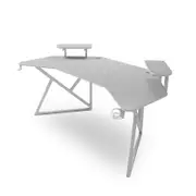 White Gaming Desk Large Size Computer Gaming Office Desk Carbon Fiber Table With Cup Holder and Headphone Hook - White