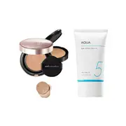 Jung Saem Mool - Masterclass Radiant Cushion - Cushion 15g + Refill 15g - Y4 Sand (1ea) + MISSHA - All-Around Safe Block Aqua...