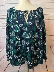 Loft Blouse XL Extra Large Womens Peasant Shirt Boho Rayon Floral NWT Colorful