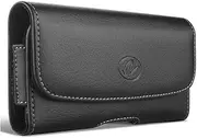 Wonderfly Horizontal Holster for Smartphone Up to 6.75x3.60x0.50 Inch in Dimensions, a Large Leather Carrying Case with Belt Clip and Belt Loops