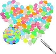 CZNBZIU Pack of 60 Fluorescent Stones, Glow-in-the-Dark Stones, Luminous Stones, Colourful Luminous Stones, Luminous Pebbles, for Garden Walkway Decoration, Plants Pot, Aquarium