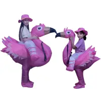 在飛比找蝦皮購物優惠-萬聖節服裝搞笑卡通動物坐騎火烈鳥娃娃服裝火烈鳥充氣服裝成人