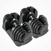 FitnessLAB 2X 40kg Adjustable Dumbbell Set Gym Exercise Weights Chrome Textured Non-Slip & Easy-Grip Handles - Crossfit, MMA, Bodybuilding, Toning, Cardio Training and Fitness Dumbell