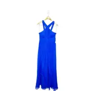 AIDAN MATTOX Pleated Silk Chiffon Halter-Neck Gown COBALT blue womens 6 NWT