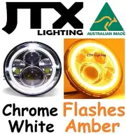 JTX LED CHROME Headlights Mini Cooper S Clubman Moke Morris Minor White AMBER