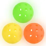 3pcs Luminous Pickleball Balls with Mesh Bag, Yellow,Orange,Neon Green