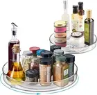 Lazy Susan Organizer Set, 2 Pack, Rotating Spice Rack, 23CM+27CM, Clear Plastic