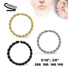 2pcs. 20g 18g 16g 14g Braide IP Seamless Hoop Nose Cartilage Labret Septum Ring