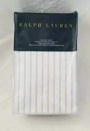 Ralph Lauren Prescot Stripe Taupe / White King Flat Sheet $215 NIP