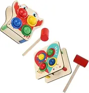 HONMEET 2Sets Knocking Ball Wooden Beating Plaything for Hand Eye Coordination Cognitive for Encourages Imagination Self