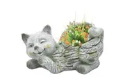 Willow & Silk Polyresin 35.5cm Grey/Stone Winking Cat Garden/Home Pot Planter
