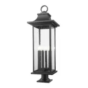 Z-Lite Tiberius 6Lt 12" Outdoor Pier/Round, Black/Seed - 5017PHXLR-533PM-BK