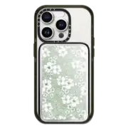 PowerThru Power Bank Mirror Slim Power Bank MagSafe Compatible Abstract watercolor mint green white floral pattern