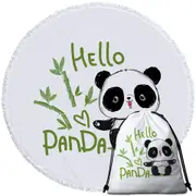 Hello Kids form a Cute Little Panda Round Beach Towel