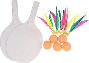 COOLHIYA Beach Paddle Ball Set Wood Badminton Tennis Racket Pingpong Outdoor Game for Ages Compact Lightweight