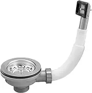 Doafoce Kitchen Sink Waste Overflow Basket Kit - Stainless Steel Strainer and Square Head With PVC Pipe for 110mm Sink